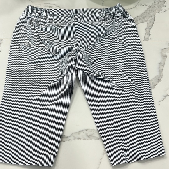 Talbots Blue White Striped Chelsea Capri/ Bermuda Pants. Size 16 P (580) - Picture 2 of 10